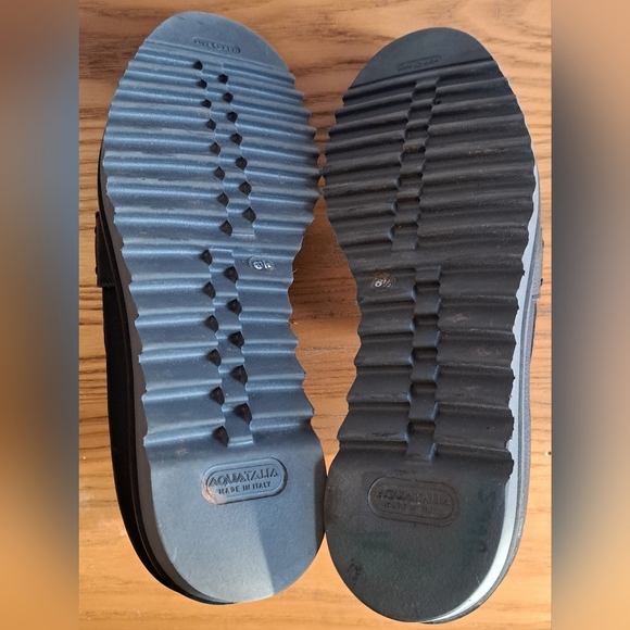 NWOT Aquatalia Feliciana Black Smooth Leather Chunky Preppy Loafer Shoe SZ 6.5 - Picture 6 of 10